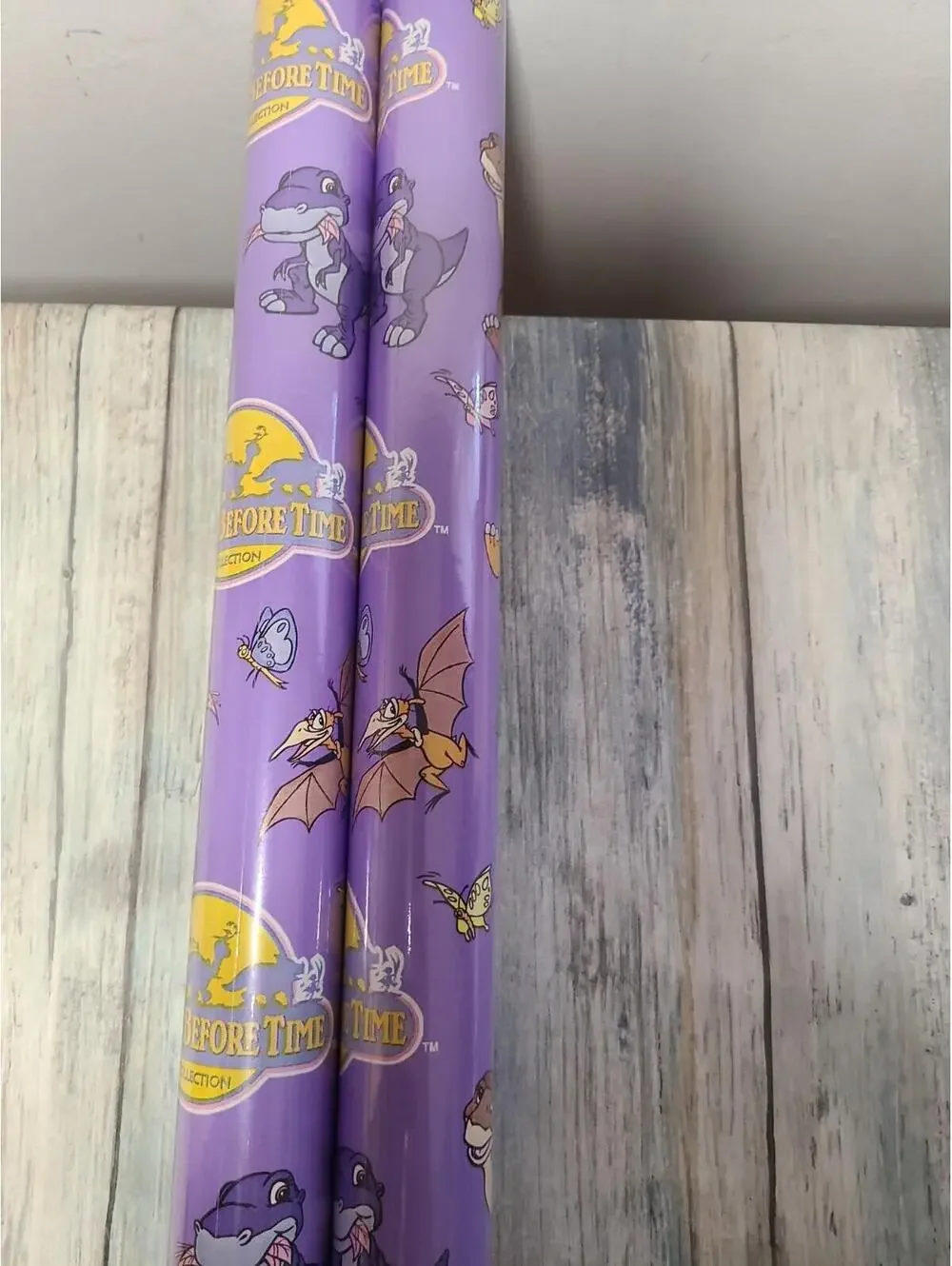 Two Rolls Land Before Time Gift Wrap Paper 5 feet Littlefoot Ducky, Dino, Cera